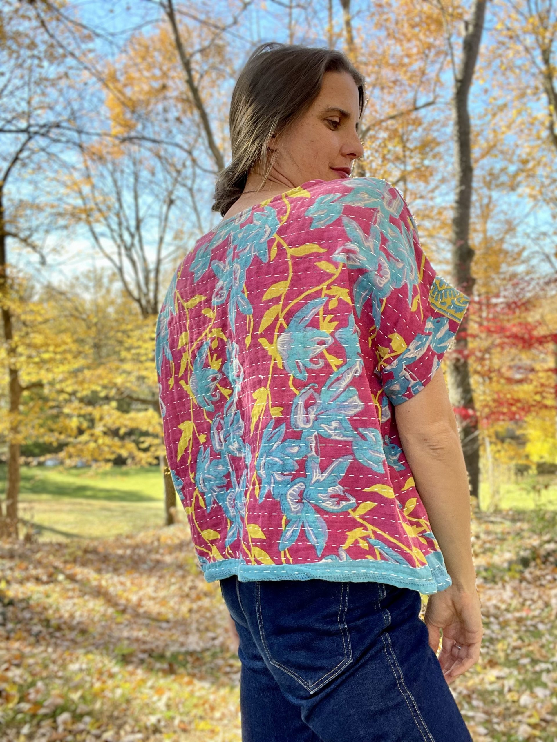 Kantha Mini Top Peach Floral main image 0