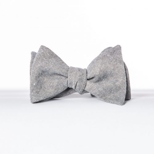 Gray Linen Pre-Tied Bow Tie