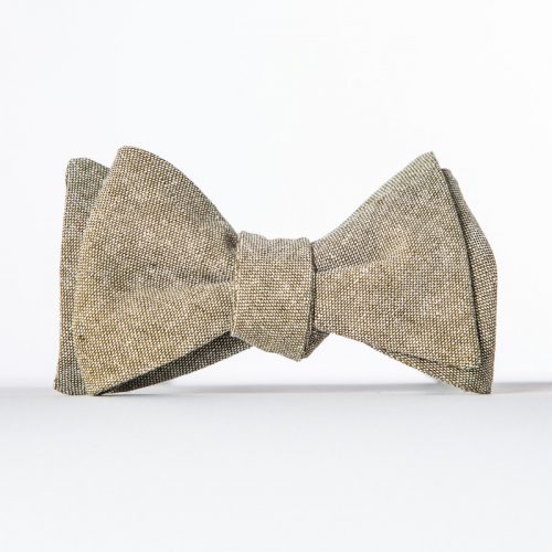 Olive Green Linen Butterfly Bowtie