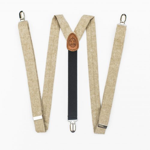 Tan Suspenders - 1" Linen Clip-On Suspenders