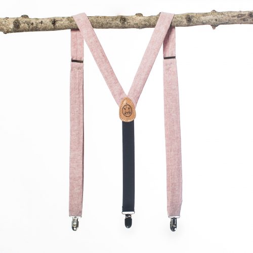 Pink Suspenders - 1" Linen Clip-On Suspenders