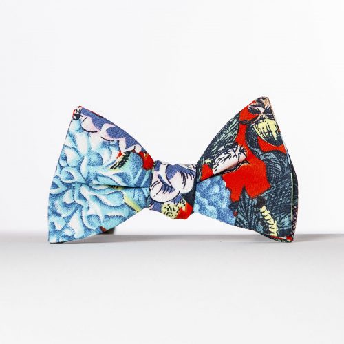 Red Dahlia Linen Butterfly Bow Tie