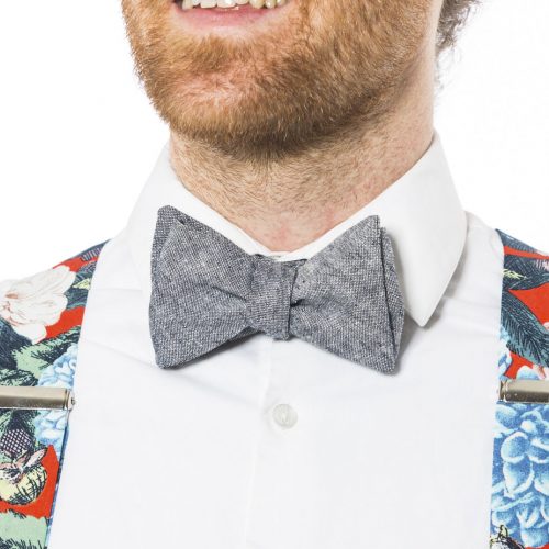 Indigo Linen Butterfly Bowtie