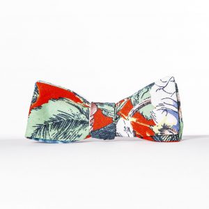 Red Dahlia Linen Paddle Bow Tie
