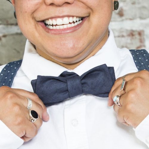 Navy Paddle or Batwing Bow Tie