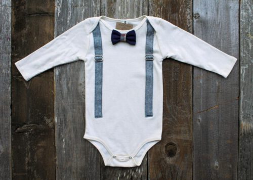 Bow Tie & Suspender baby Onesie