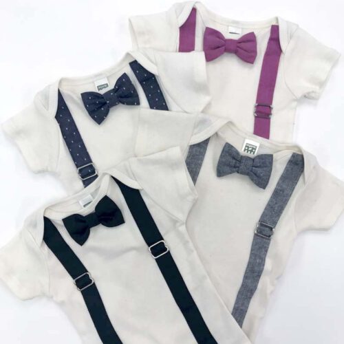 Bow Tie & Suspender baby Onesie