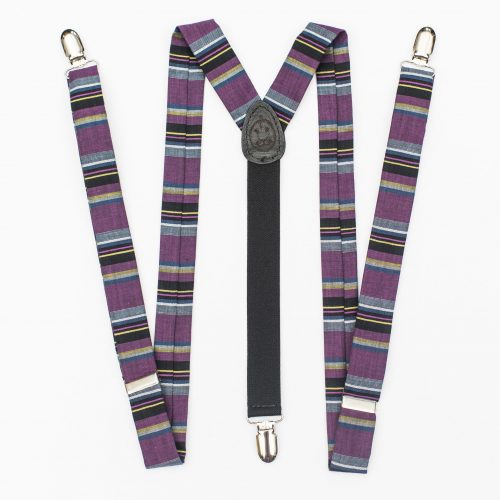 Purple Multi Striped Clip-On Suspenders