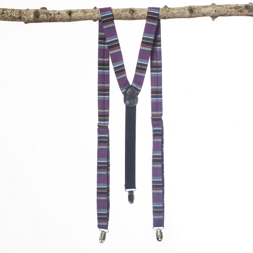 Purple Multi Striped Clip-On Suspenders