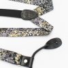 Black Flowers Floral Skinny Suspenders - Button Suspenders