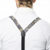 Black Flowers Floral Skinny Suspenders - Button Suspenders