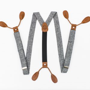 Indigo Linen 1" Button-On Suspenders