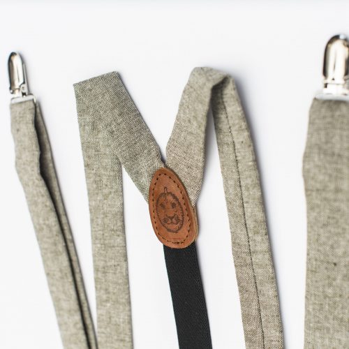 Olive Linen 1" Clip-On Suspenders