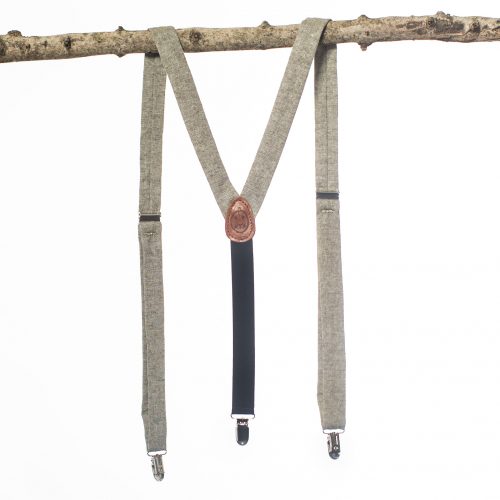 Olive Linen 1" Clip-On Suspenders