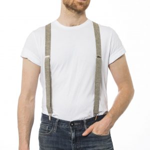 Olive Linen 1" Clip-On Suspenders