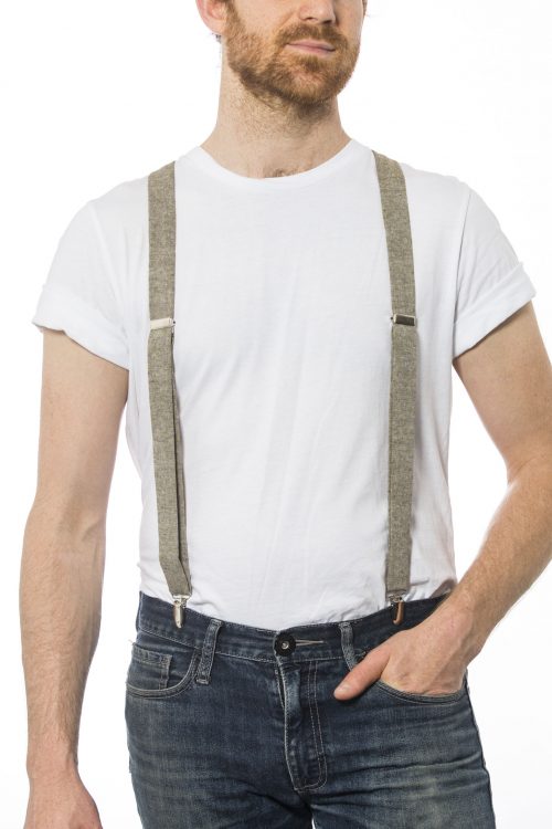 Olive Linen 1" Clip-On Suspenders