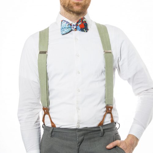 Sage Green Suspenders - Wide Strapped Button Suspenders
