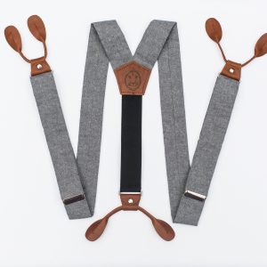 Gray Button-On Suspenders