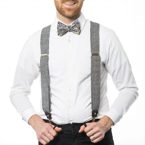 Black Linen 1.5" Clip-On Suspenders